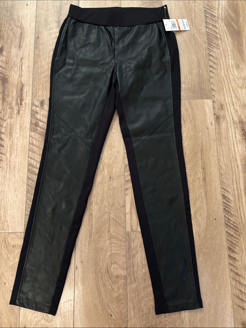 Michael Kors Black Faux Leather Front Leggings